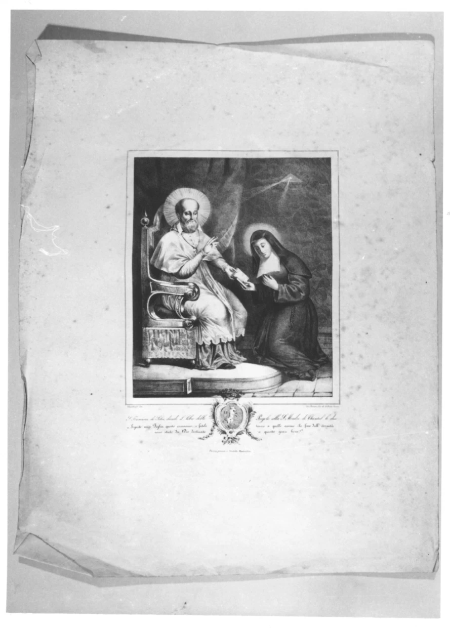 San Francesco di Sales dando il libro delle regole alla S. Madre di Chantal - Museo del castello Valperga di Masino, Caravino, Torino